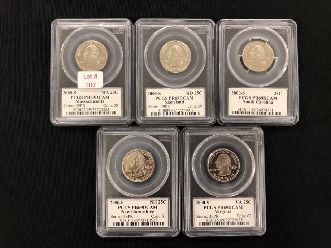 Five 2000-S Washington Quarters (MA, MD, SC. NH,VT (1 of 2)