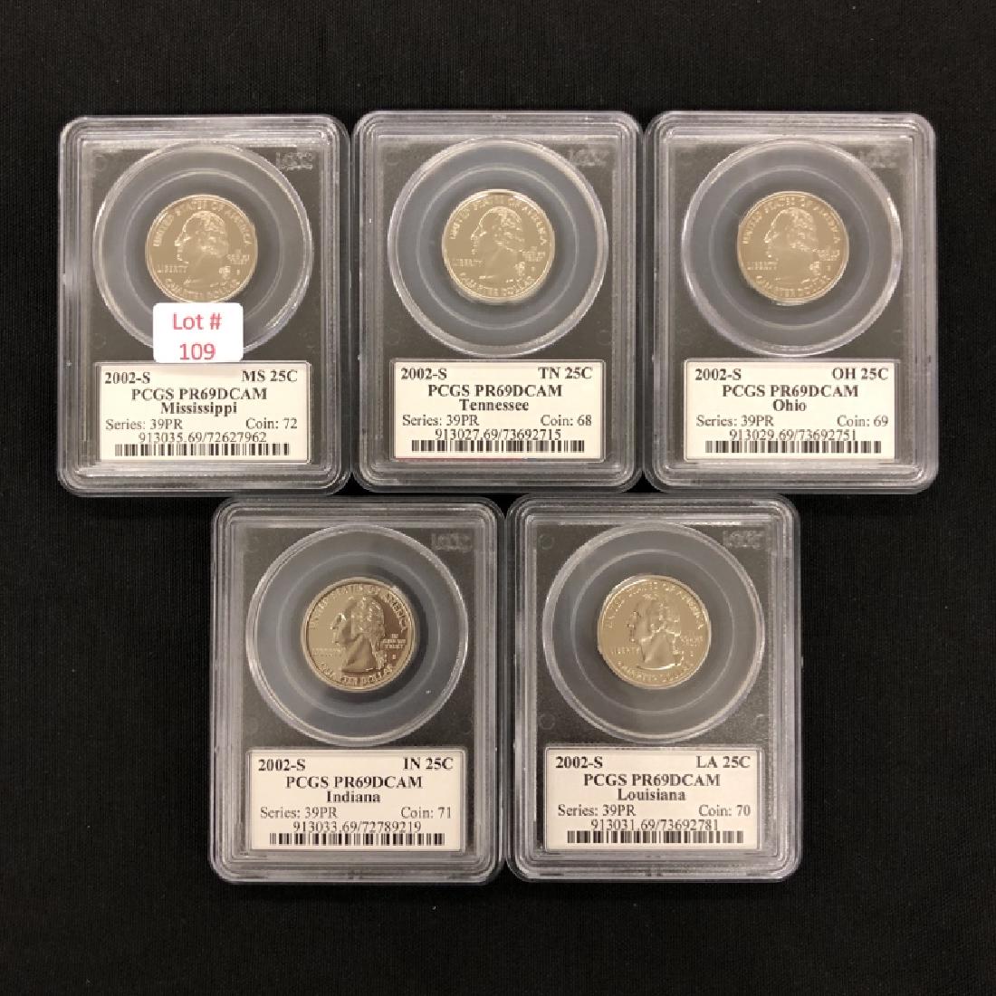 Five 2002-S Washington Quarters (MS,IN,TN,OH,LA) (1 of 2)