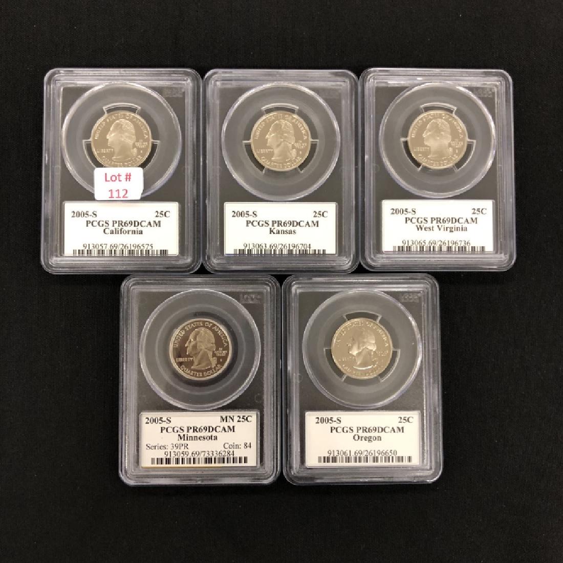 Five 2005-S Washington Quarters (CA, MN,OR,WV,KS) (1 of 2)