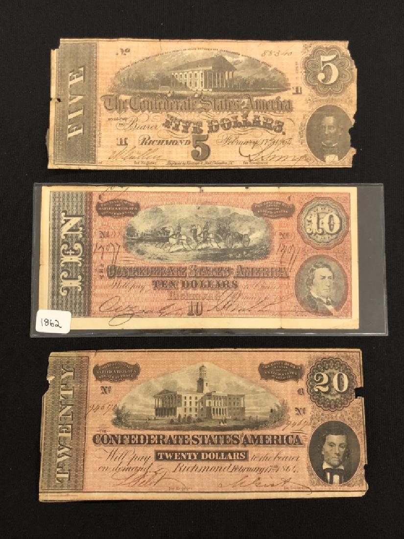 Three Confederates States of America Bills (1 of 2)