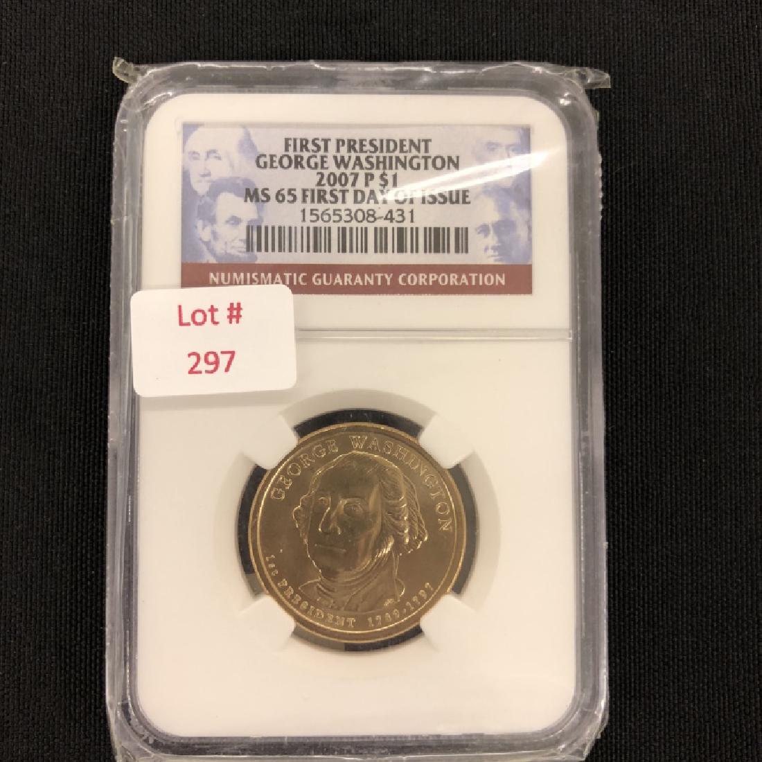 2007-P G. Washington $1 Coin: MS 65 FDOI 1565308-431 NGC