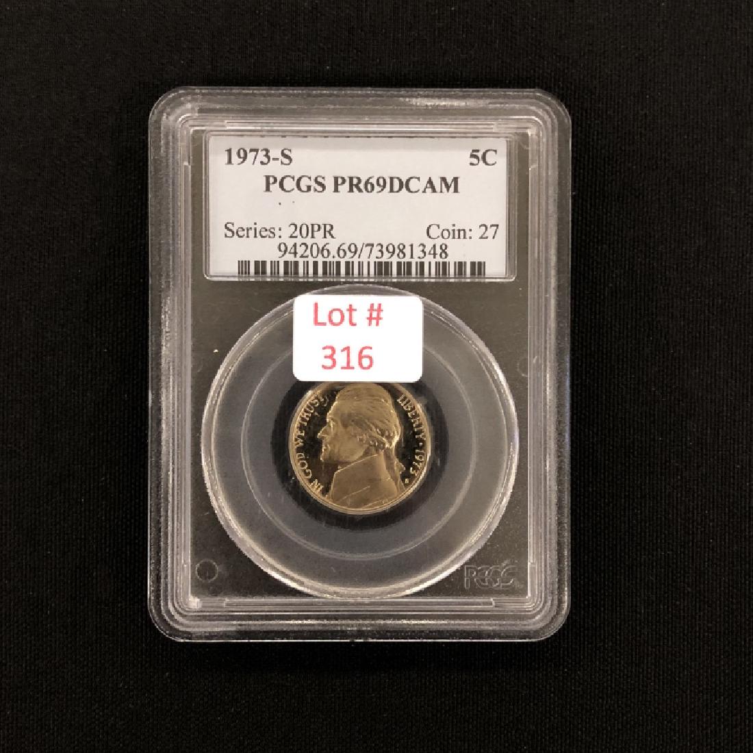 1973 S Jefferson Nickel: PF 69 DAM 94206.69/73981348 PCGS