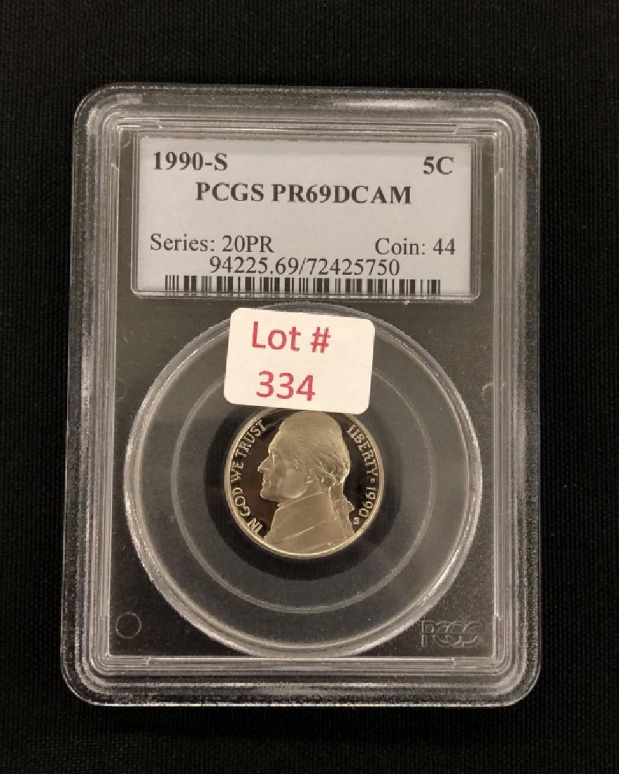 1990 S Jefferson Nickel: PF 69 DAM 94225.69/72425750 PCGS