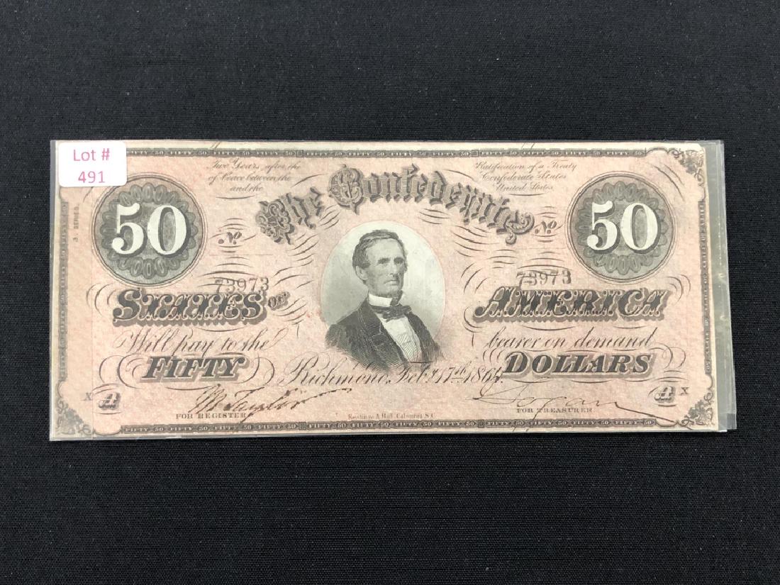 1864 U.S. $50 Confederate Bill: 1864 U.S. $50 Confederate Bill