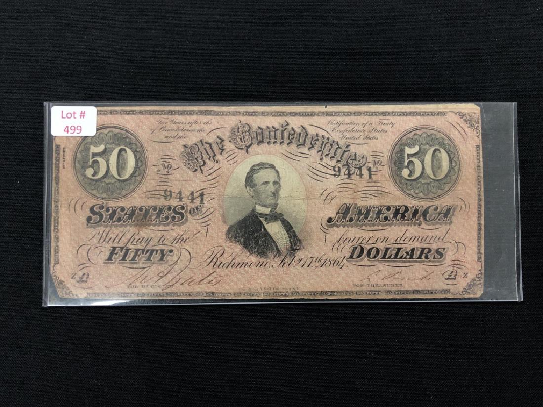 1864 U.S. $50 Confederate Bill: 1864 U.S. $50 Confederate Bill