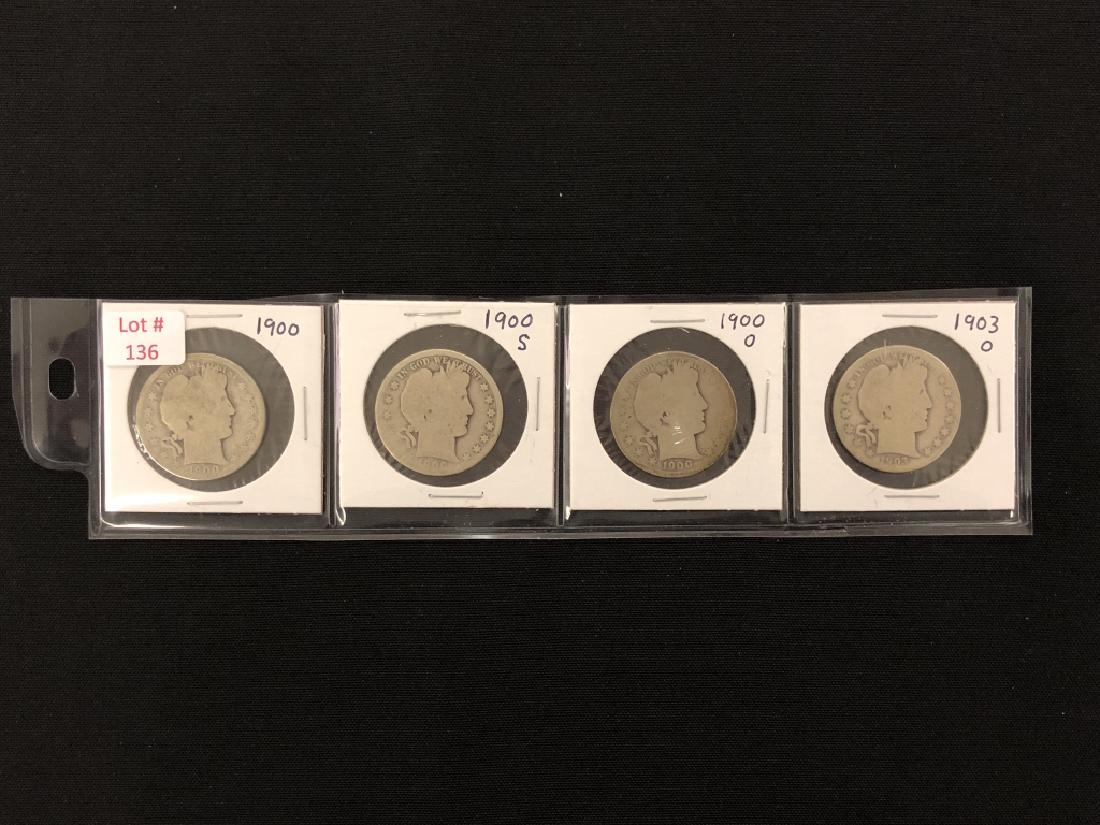 4 Barber Half Dollars-1900, 1900-S, 1900-O, 1903-O (1 of 2)