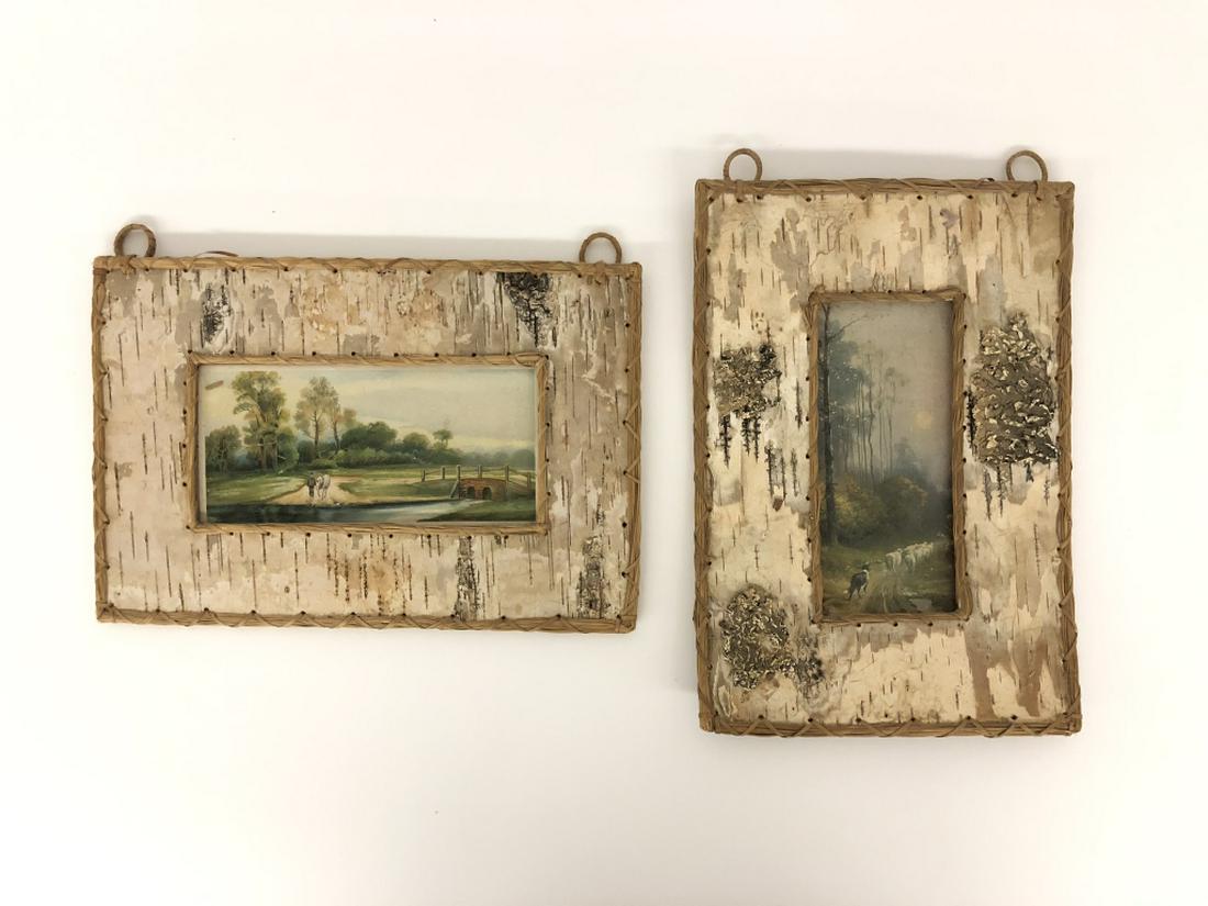 Birch Bark and Sweet Grass Adirondack Frames: Overall size 8 1/2" x 12". Center opening 3" x 7"