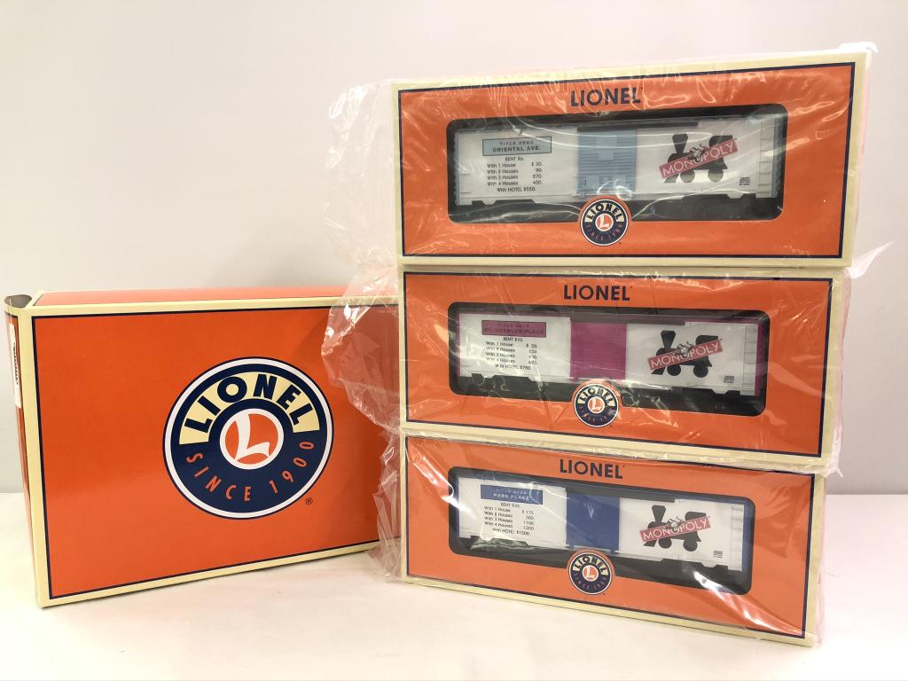 Lionel 39328 Monopoly Box Car 3 Pk #4: Park Place, St. Charles, Oriental All trains are from the Dwayne Martin Estate from Gouverneur, NY. He was an avid lifetime collector of "O" gauge trains and spent much of his freetime traveling acros