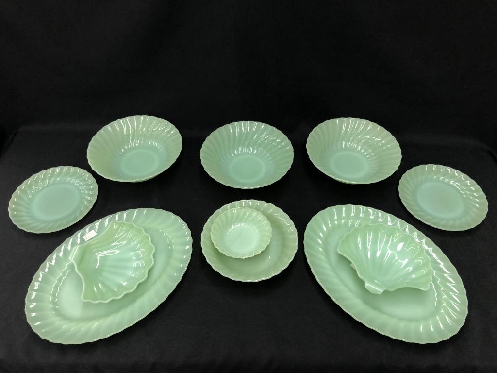 11 pieces of Jadeite Glassware -9 Marked Fire King (1 of 1)