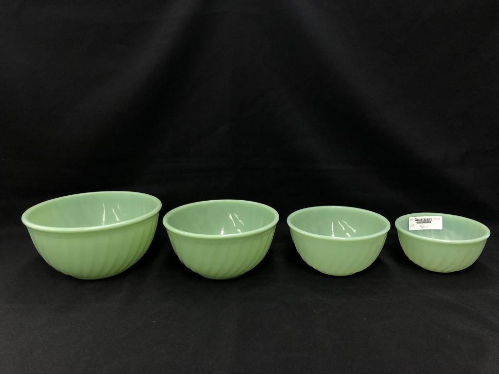 Set of 4 Jadeite Fire King Nesting Mixing Bowls (1 of 4)