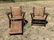 Pair of Old Hickory Paddle Arm Chairs & Foot Rest