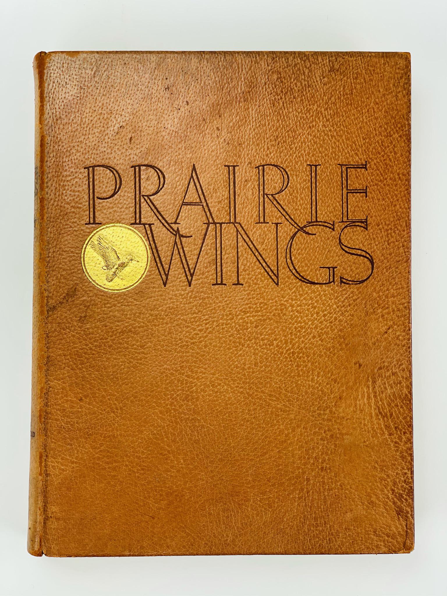 "Prairie Wings" by Edgar M. Queeny: Explanatory sketches by Richard E. Bishop. Signed by both. This is a deluxe edition No. 155 out of 225 copies. Pencil signed etching. Leather bound and in very good condition. 1946. Ducks Unlimited. F