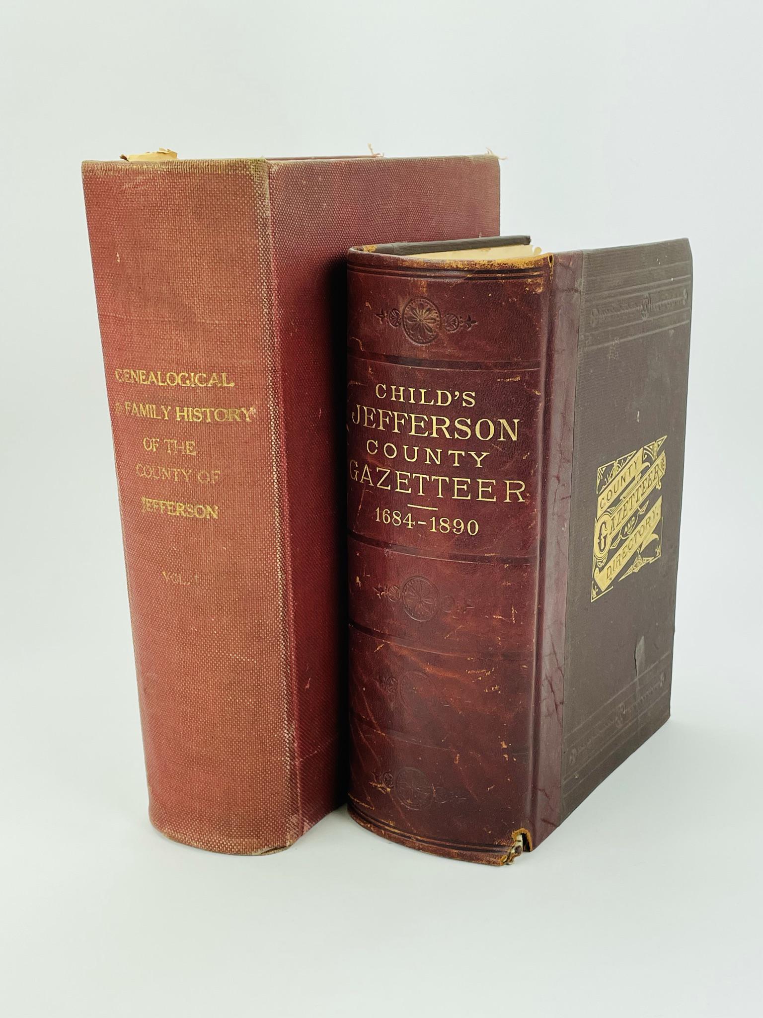 2 Jefferson County History Books: "Gazetteer of Jefferson County" by Hamilton Child, 1890. "Genealogical and Family History of the County of Jefferson" 1905, volume 1. From the collection of Everett G. Foster (1942-2010) Clayton, NY. 
