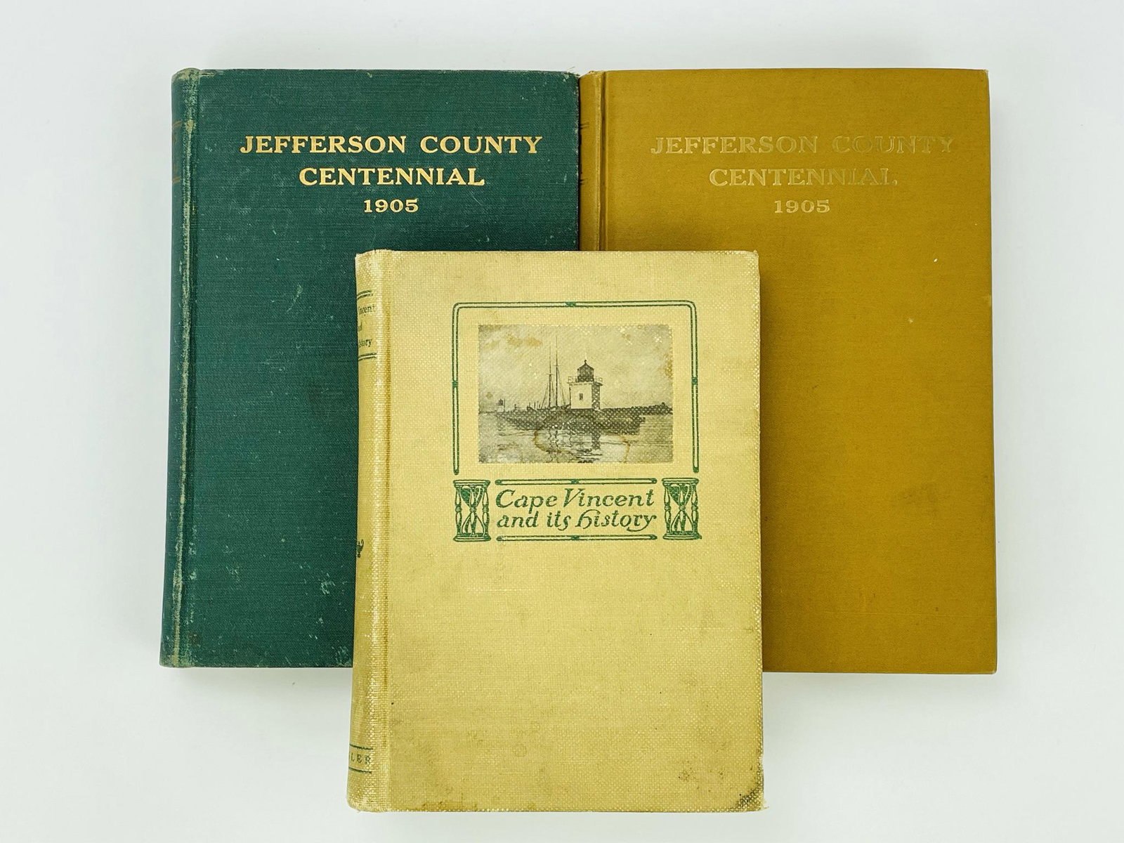 2 Jefferson Cty Books & 1 Cape Vincent Book: "Cape Vincent and its History" by Casler, 1906. 2 Jefferson County Centennial Books, 1905. From the collection of Everett G. Foster (1942-2010) Clayton, NY. Mr. Foster was a former chair of The Clarks