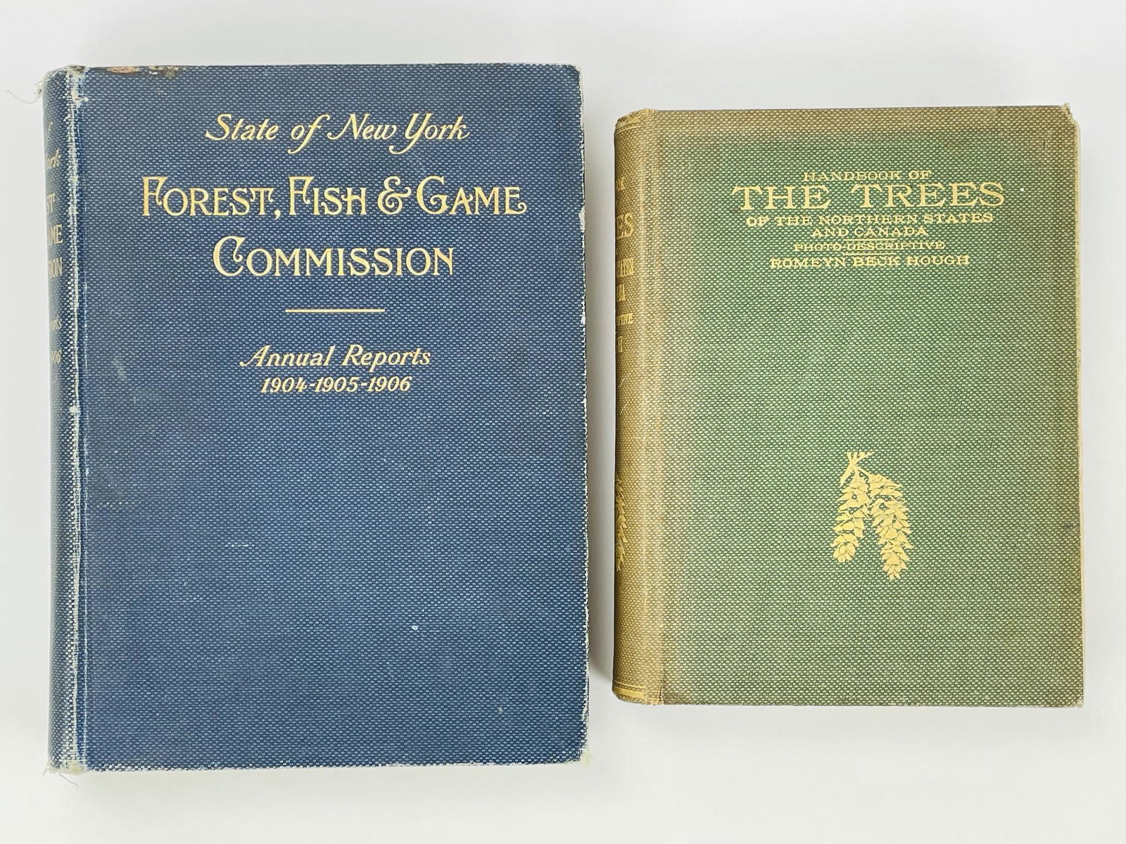 Forest, Fish & Game and The Trees Book: NYS Forest, Fish & Game Commission Annual Report 1904/1905/1906 with pull out map, colored plates and illustrations. The Handbook of "The Trees" of the Northern States and Canada by Romeyn Beck Hough,