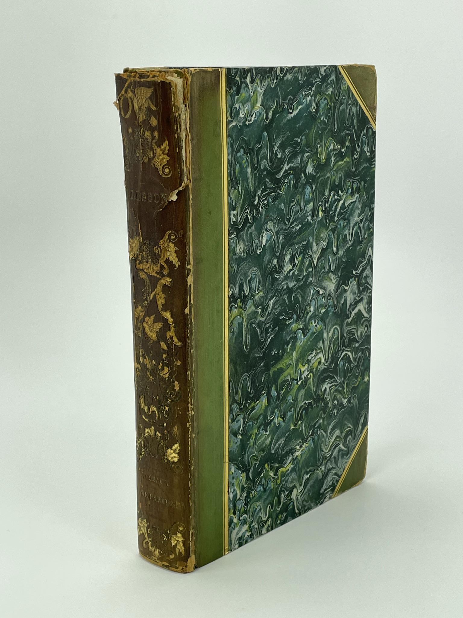 Histoire Naturelle Des Oiseaux De Paradis: et Des Epimaques. Paris. With 43 colored bird plates. Leather bound and marbleized boards. 6" x 9 1/2"