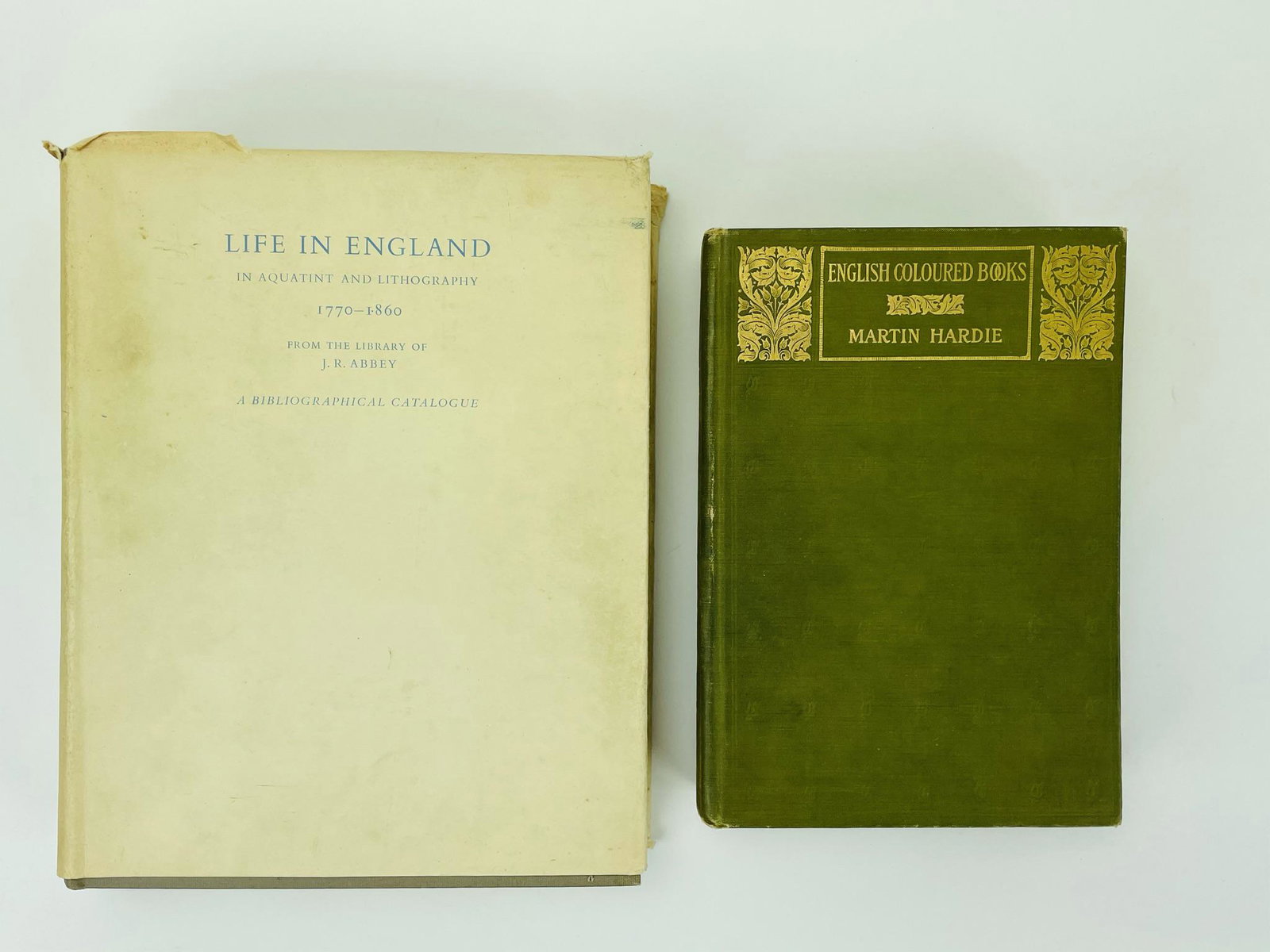 2 Art Books: Life in England: An Aquatint and Lithography by J.R. Abbey. English Coloured Books by Martin Hardie.