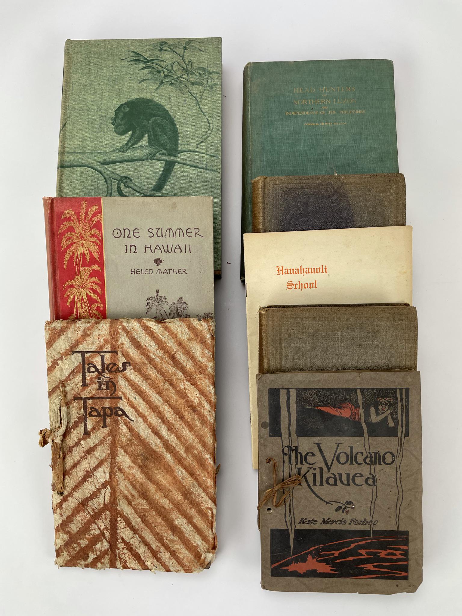 China, HAWAII, and the Philippines.: Seven books on China, Hawaii (see also lot 70 below), and the Philippines, including: Huc, M. A Journey through the Chinese Empire (New York: Harper & Brothers, [circa 1857], 2 vols., original cloth. 