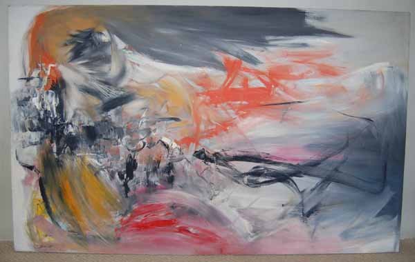 Walter W. Quirt (1902-1968) o/c abstract: "Snow on the Mountains" - January 1958 41" x 66" Deaccessioned from the Richard F. Brush Art Gallery, St. Lawrence University in upstate NY.