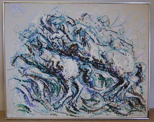 Robert Arthur Goodnough (1917- ) oil on canvas: "Movement of Horses" Deaccessioned from the Richard F. Brush Art Gallery, St. Lawrence University in upstate NY. 32" x 40"
