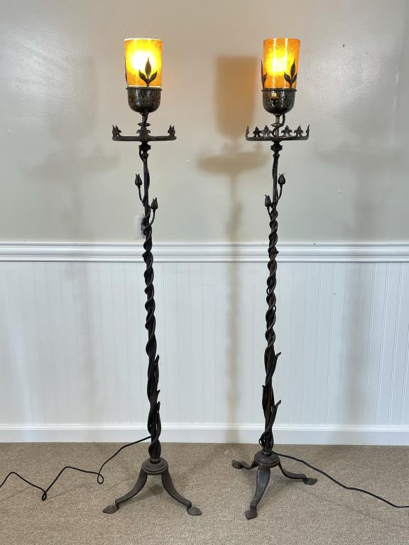 Vintage Wrought Iron Tulip Form Floor Lamps (1 of 7)