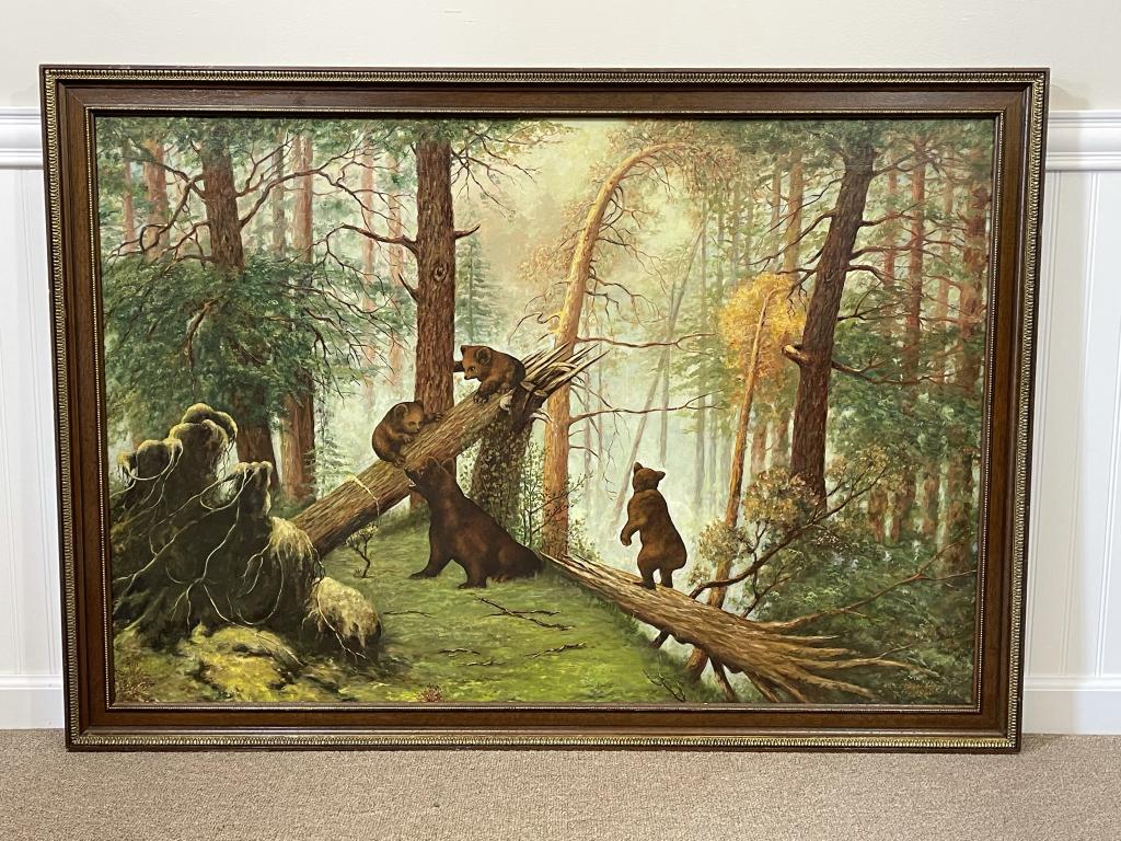 Oil on Canvas of 4 Bears by  J. Cz. Czarnecki (1 of 5)