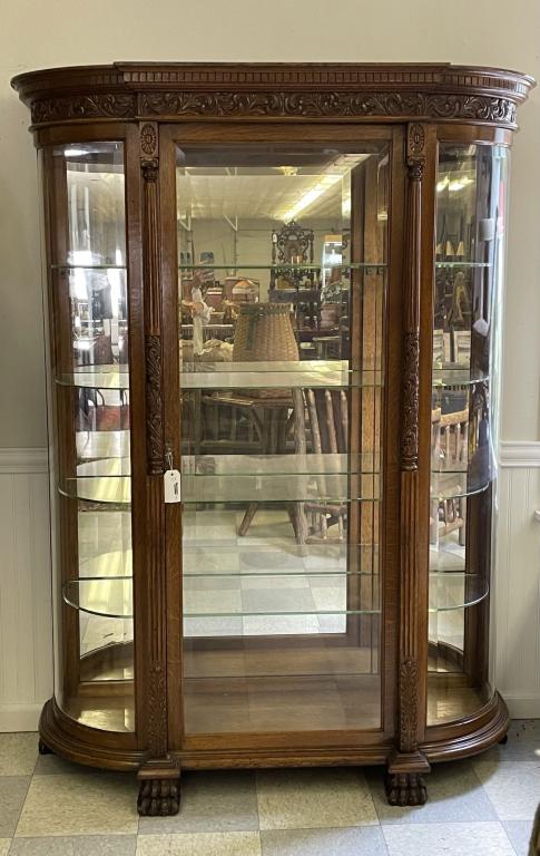 R. J. Horner & Co. Oak Curved Glass China Cabinet (1 of 5)