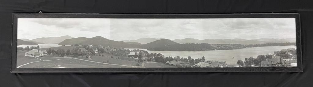 Black & White Panoramic Photo of Lake Placid: Framed 90" long x 19" tall. This is the largest panoramic photograph we have ever sold.