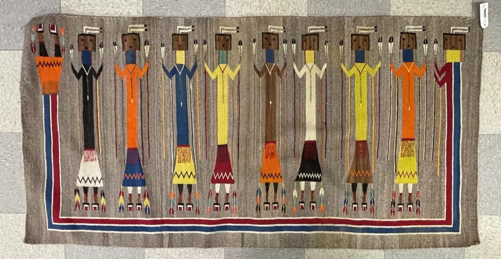 Navajo Yei Rug w/ 9 Colorful Figures (1 of 2)