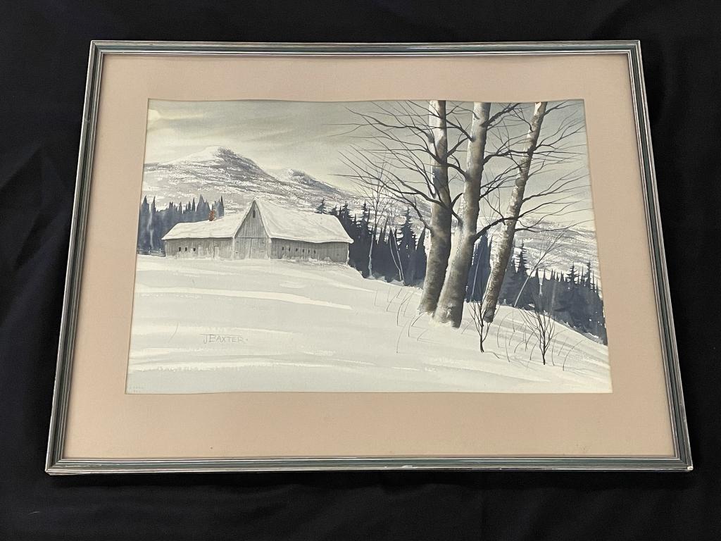 James Baxter Watercolor - Adirondack Winter Scene (1 of 4)