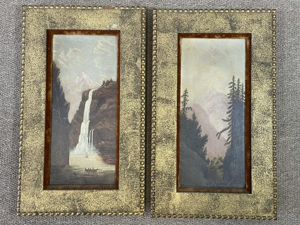 Pair of Oil on Canvas Mountain Scene Paintings (1 of 9)