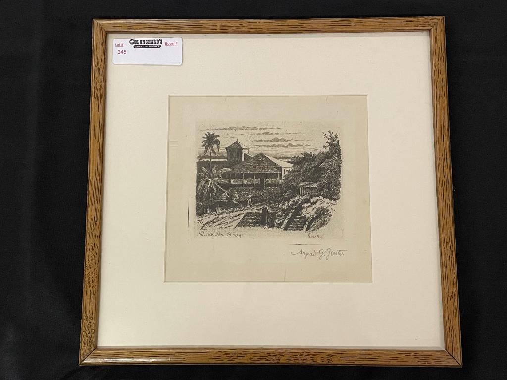 Arpad Gerster Signed Etching of House (1 of 5)