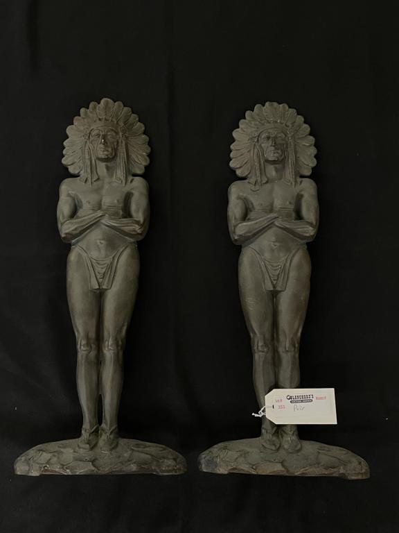 Pair of Bronze Indian Chief Andirons (1 of 5)