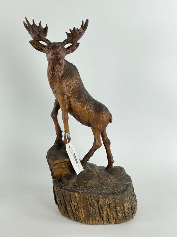 Standing Bull Moose Folk Art Wood Carving (1 of 3)