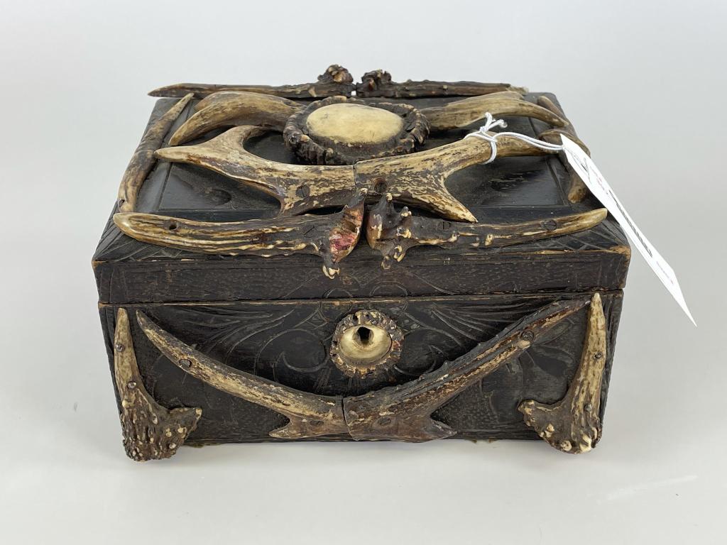 Black Forest Antler & Carved Dresser Box (1 of 5)