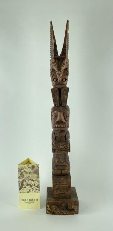 Hand Carved Wooden Totem Pole - 34 1/2" tall (1 of 6)