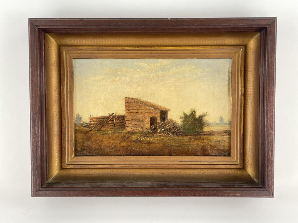 Log Cabin Oil on Canvas Painting (1 of 3)