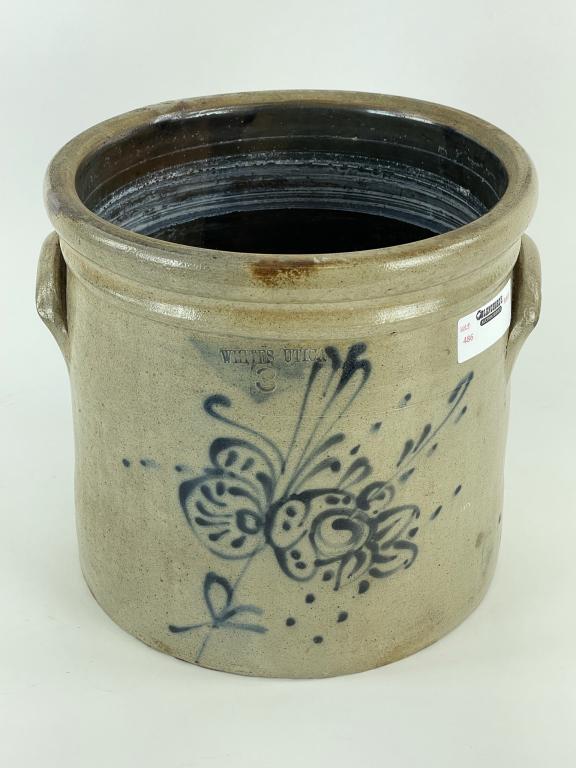 White's Utica 3 Gallon Floral Stoneware Crock (1 of 5)
