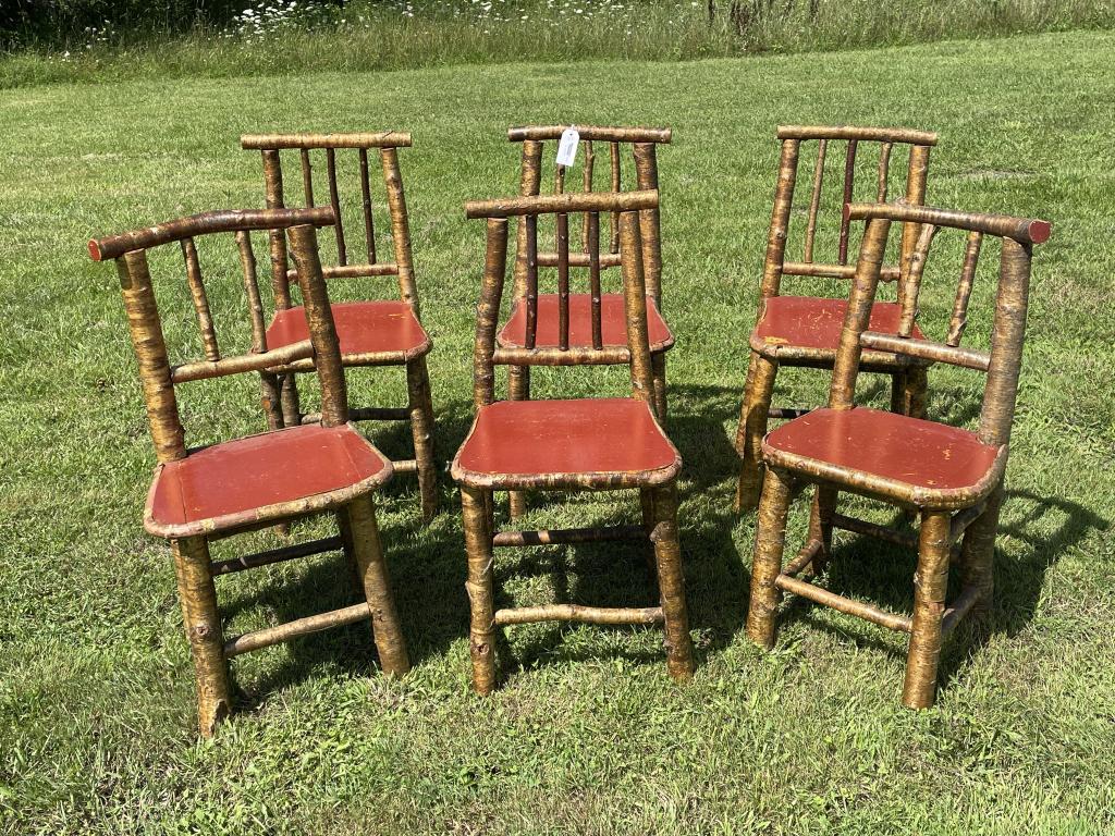 6 Adirondack Yellow Birch Camp Dining Chairs (1 of 4)