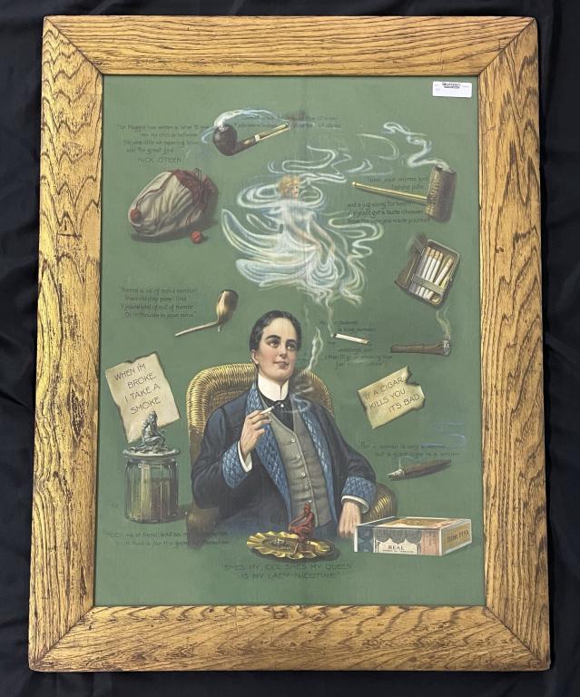 Framed Smoking Tobacco Lithograph (1 of 5)