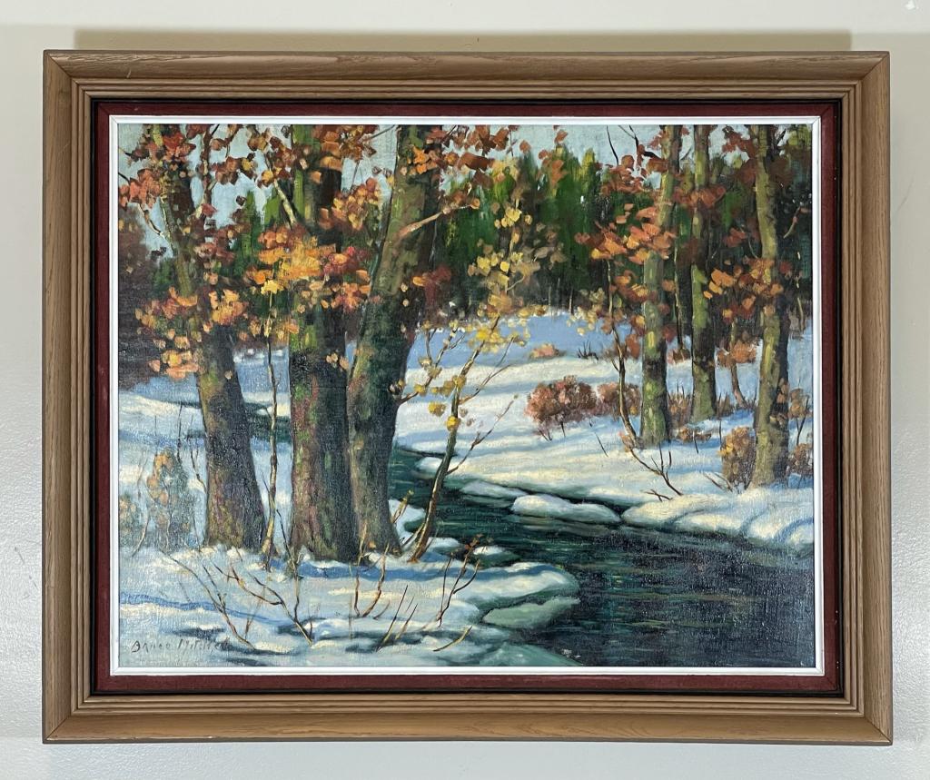 Bruce Mitchell Oil on Canvas Winter Scene (1 of 4)