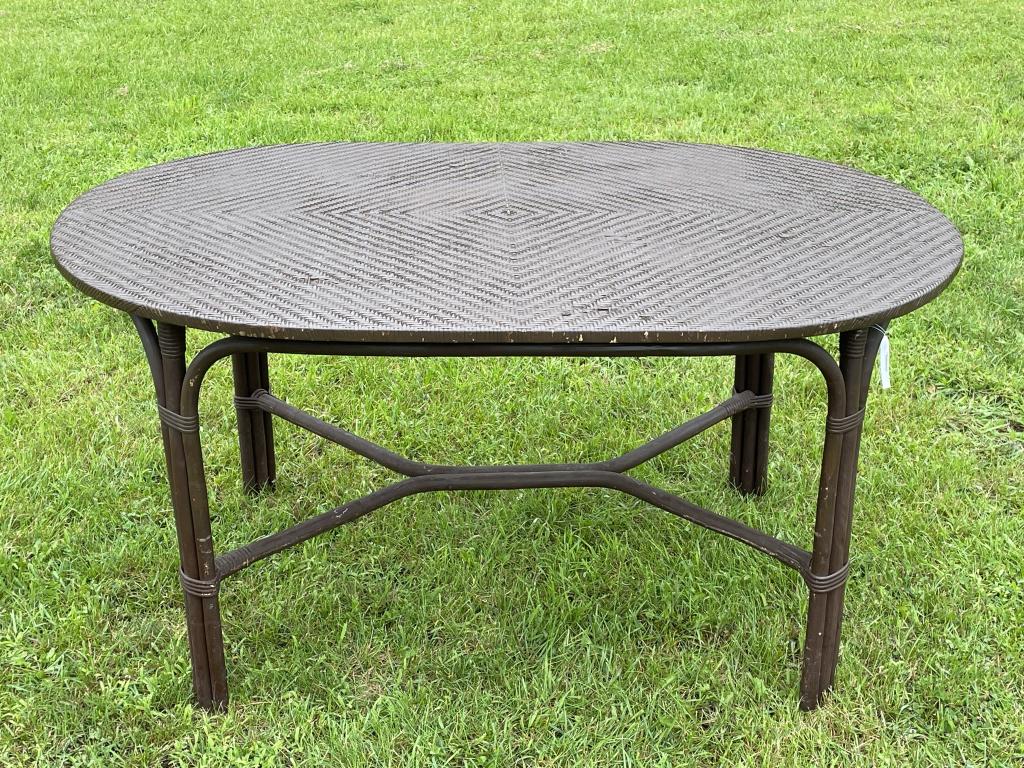 Oval Woven Reed Top Painted Dining Table (1 of 3)