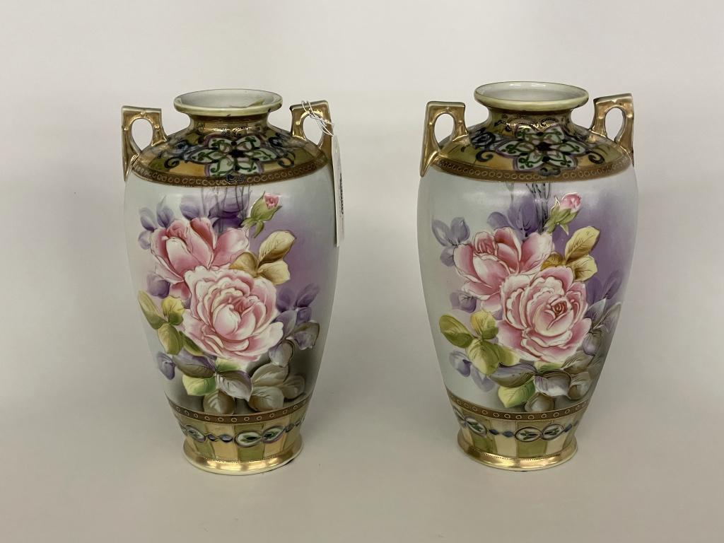 Pair of Nippon Hand Painted Vases (1 of 6)