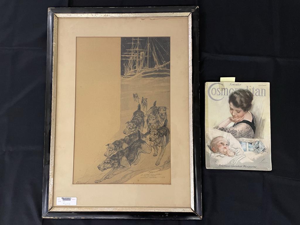 Paul Bransom Framed Illustration W/ Dogs (1 of 4)