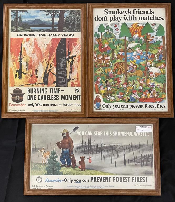3 Smokey the Bear Framed Advertisements (1 of 4)