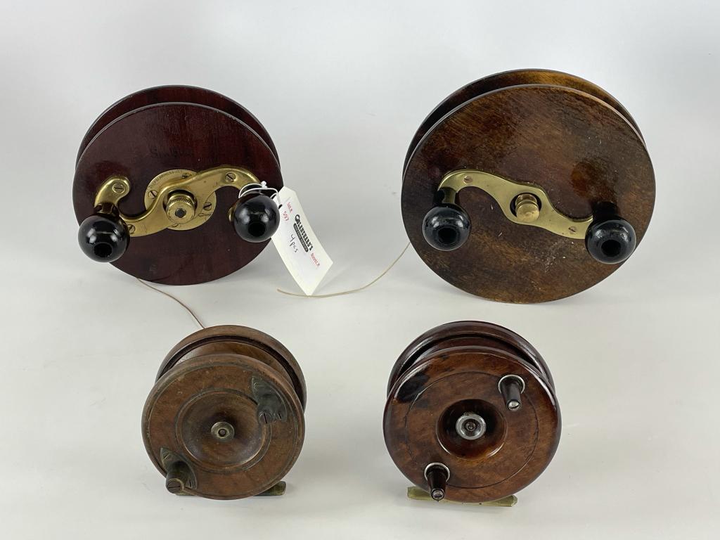 4 Mahogany & Brass Vintage Fishing Reels (1 of 2)
