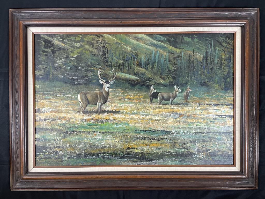 Ron Jenkins Western Oil Painting of Mule Deer (1 of 4)