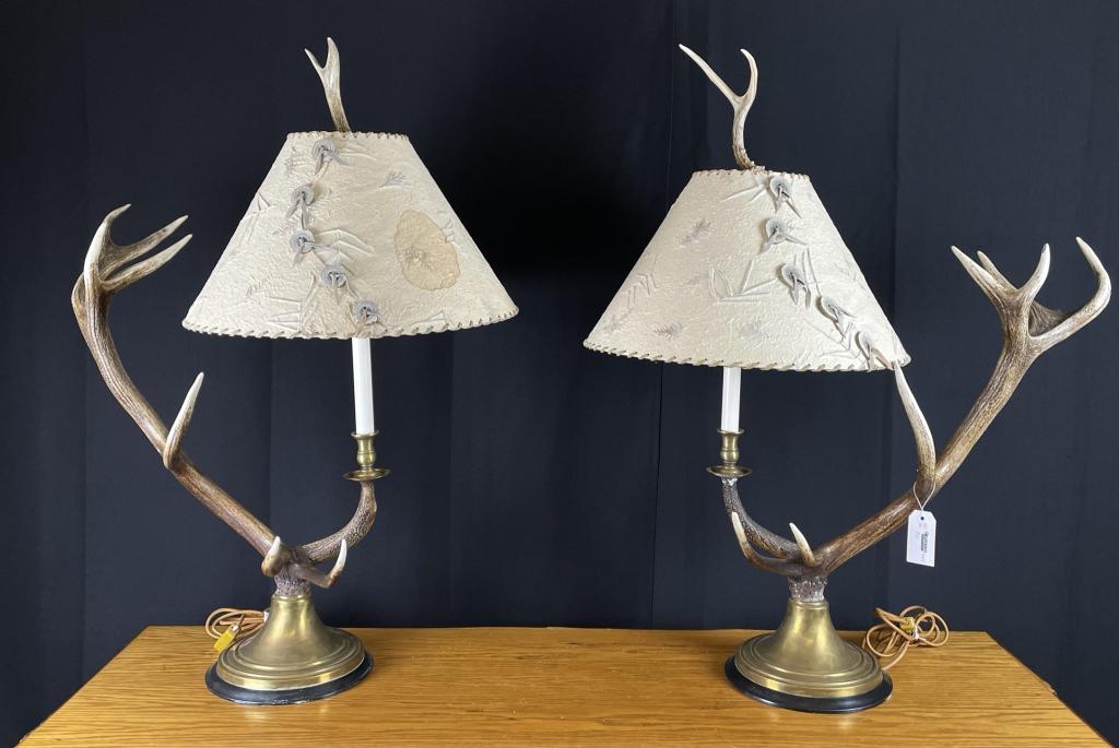 Pair of Western Antler Table Lamps by Dan MacPhail (1 of 5)