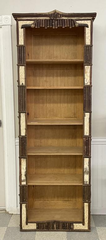 Adirondack Mosaic Twig & Birch Bark Shelving Unit (1 of 3)