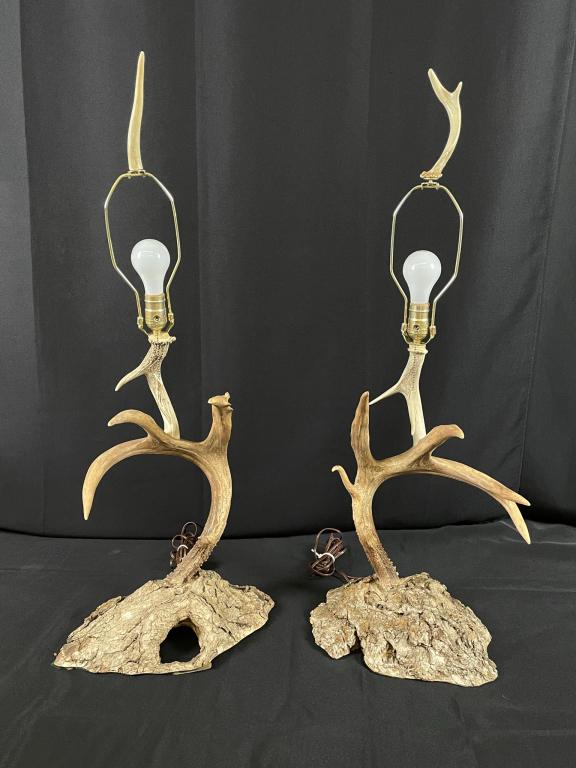 Pair of Antler Table Lamps (1 of 3)